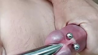 Starting to sound my cock with my finger