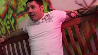 Stacey Saran lifts her lingerie to get her pussy stuffed