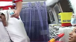 Alexis refreshes her mouth with ice cream before sex