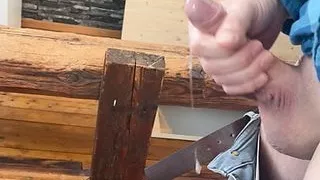 Jerk off at work with sound of cum falling on the floor