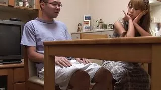 Married Japanese woman wakes up horny and makes her husband come in her mouth and then gives her pussy to a friend