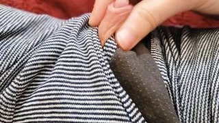 Jerking Off Tiny Trans Cock through Underwear