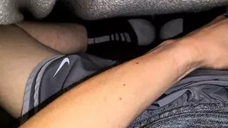 Cum on my stepsisters nike sock while wearing her clothes