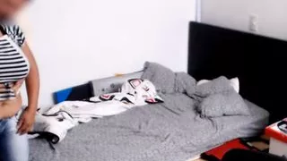 MILF Maid lets boss grab her huge natural breasts