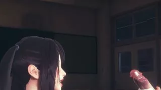 Hentai Uncensored 3D - Yumiko handjob Futanari Classmate dick's