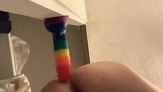 twink fucks himself on big dildo