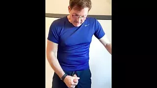 Standing up jerk-off and intense orgasm wearing shorts. Verbal