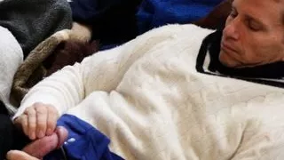 White Mohair Turtleneck Sweater Jumper Fetish with cum shot and mittens, plus fuzzy sweater pants