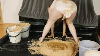 Masturbating with mud and slime