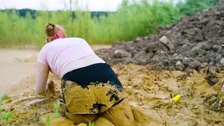 Orgasm in lake of mud