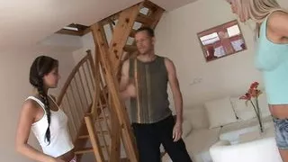 Blondes Get Cumshots - Ellen Peterson and Nataly have interracial sex