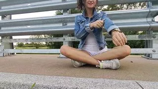 Sweet chick moans by the road thirsty for fucking