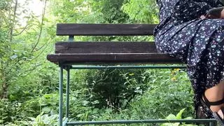 Gorgeous unknown MILF milking a big cock in the park outside