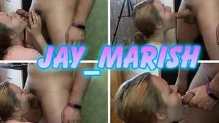 Blowjob from his friend's wife with a big cock ending in her mouth. Swallowed it all