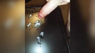 Sexy white boy jerks his cock and cums