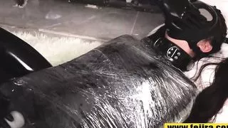 Fejira com – Latex lesbian plastic wrap mummification