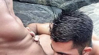 Bareback Public Sex - Sucking my husband feeling the sea breeze.