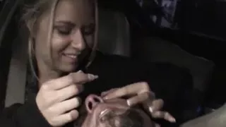 Riley Evans slut sucks dick in moving car