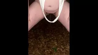 Slave girl pees in the forest