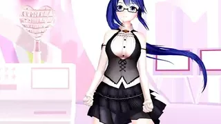 Kagura Suzu - VTuber mmd, undressing, blue hair color edit, smixix