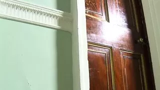 Teen lesbians Jess West and Katie fuck in the living room