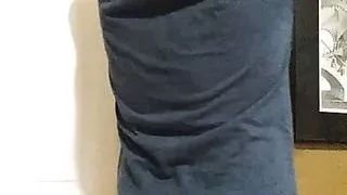 Naythan showing off his tiny soft uncut penis.