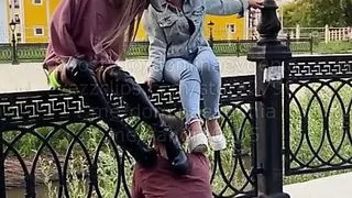 Dominatrix Evgenia, Mistress Sandra - outdoor findom