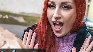 Public Agent Redhead Brit Shows Off Her Pierced Tits Before Basement Fuck Creampie