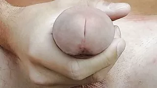 Stroking my big cock outside until I cum