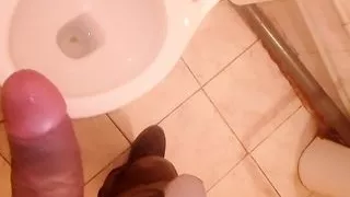 Fingering in the toilet, finished in the toilet.