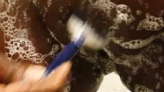 my girlfriend  shaving her hairy pussy