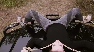 Vaginally reamed BDSM beauty goes hiking in the woods