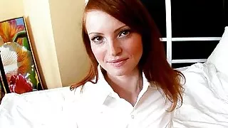 Freckled Ginger Teen Kate get Asshole Fucked and taste Sperm