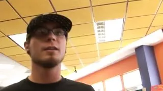 Busty ebony Amina gives blowjob and fucks with Dane Cross