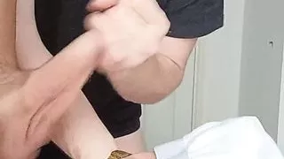 British Hunk RY makes Rowan shoot his MASSIVE load all over his white briefs