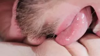 CLOSE-UP CLIT LICKING. Loud moaning female orgasm from long pussy eating