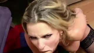 Tattooed busty blonde Courtney who is hungry for cock