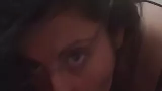 Cute girlfriend sucks cock, then has hairy pussy fucked