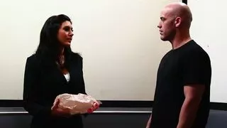 Tattooed Raylene fucks with her ass and sucks cock