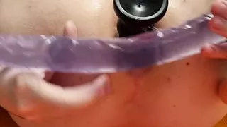 Russian boy stretch and destroy his ass with a lot of toys.