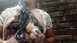 Hot Girl Is Bathing And Showing Her Nice Wet Body. Sexy Girl Is Pissing, Showing Boobs And Taking Shower.