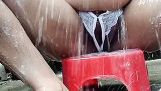 Sexy Young Girl Is Bathing In The Bathroom And Shaving Her Hairy Pussy. Hot Girl Is Masturbating Her Cute Boobs And Peei