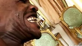 Ebony Bitch Is Fucked Bareback By Xxl Cock And Gets Big Loads Of Cum In Mouth