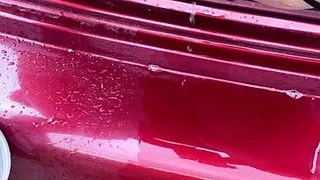 hot girl pissing on the way outside of the car boot