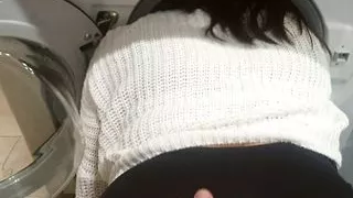 Russian Stepmom Stuck In Washing Machine Fucked With Beer Bottle, Fingered, Fucked And Finished In Mouth.