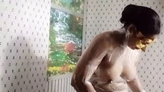 sexy hot girl is bathing in the bathroom. Young girl is masturbating. Erotic girl is pissing and licking pussy.  Cu