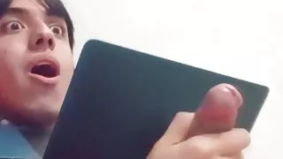 latino jerking off with a cock ring on