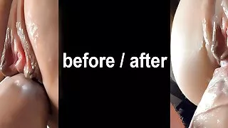 I cum on her pussy, whip cream inside and cum again. From a dick's POV