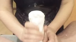 Handjob in white socks