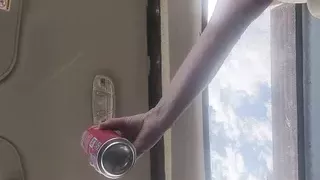 Blonde milf riding around with her tits out part 2